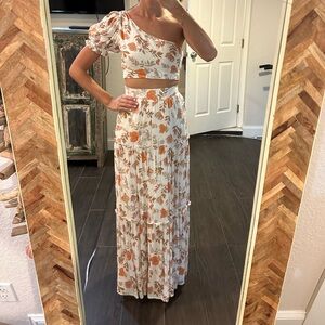 XS Hello Molly Floral One-Shoulder Maxi Skirt Set